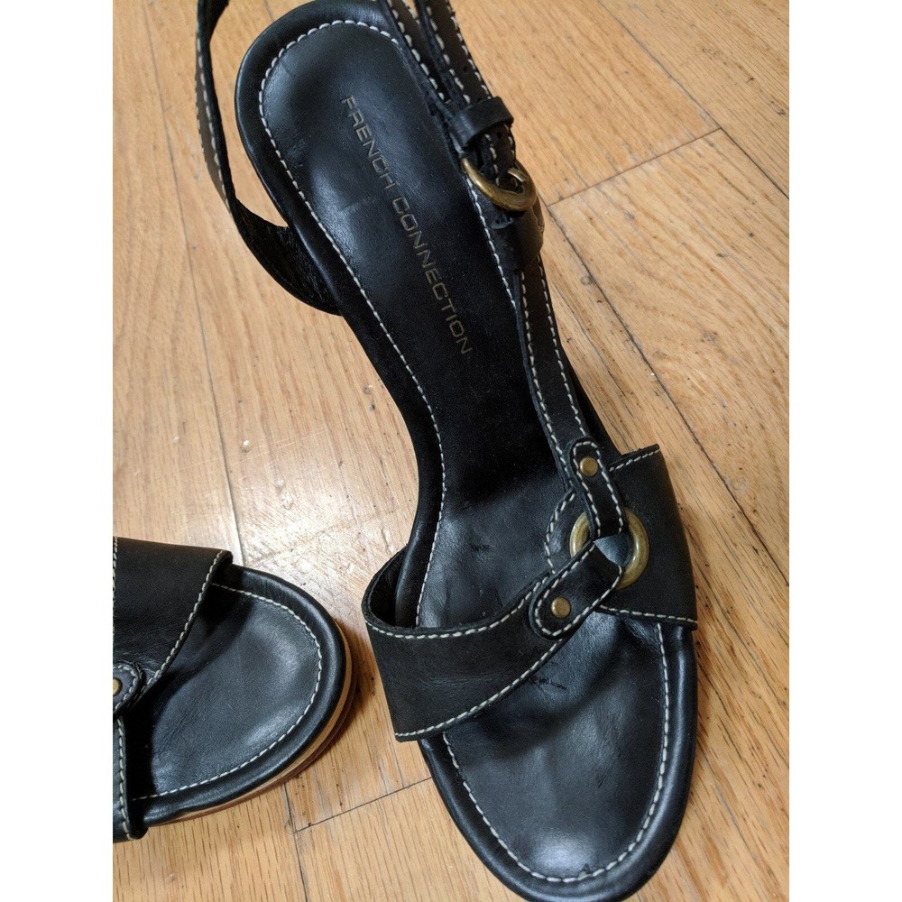 French Connection Enora Women's Black Ankle Strap Heels Shoes EU 37, US Size 8 - Picture 3 of 5
